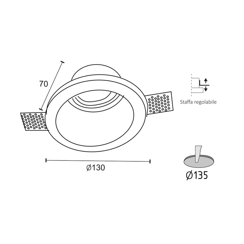 Tecla - Faretto in gesso da incasso - 7W LED GU10 (400722)