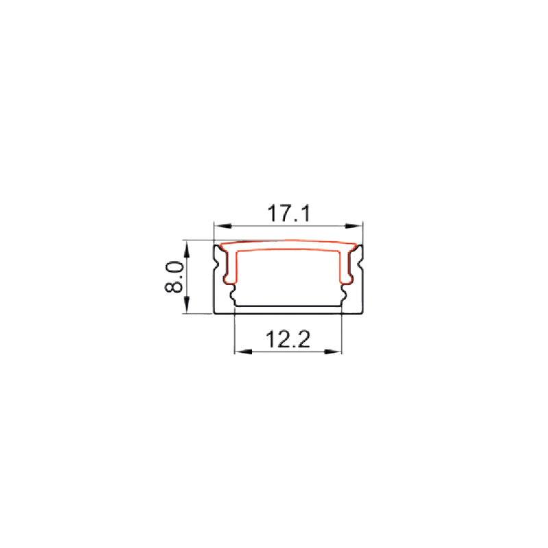 Kit Profilo in Alluminio 2m per Strisce LED con Diffusore Smerigliato, Tappi e Clips (400929)