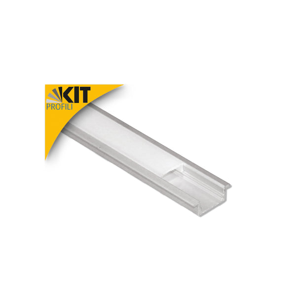 Kit Profilo in Alluminio 2mt per Strisce LED con Diffusore Smerigliato e Tappi (400930)