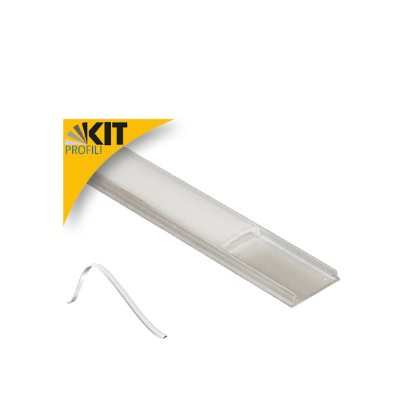 Profilo Flessibile in Alluminio per Strisce LED – 2 Metri con Diffusore Opale, Tappi e Clips in Acciaio (400949)