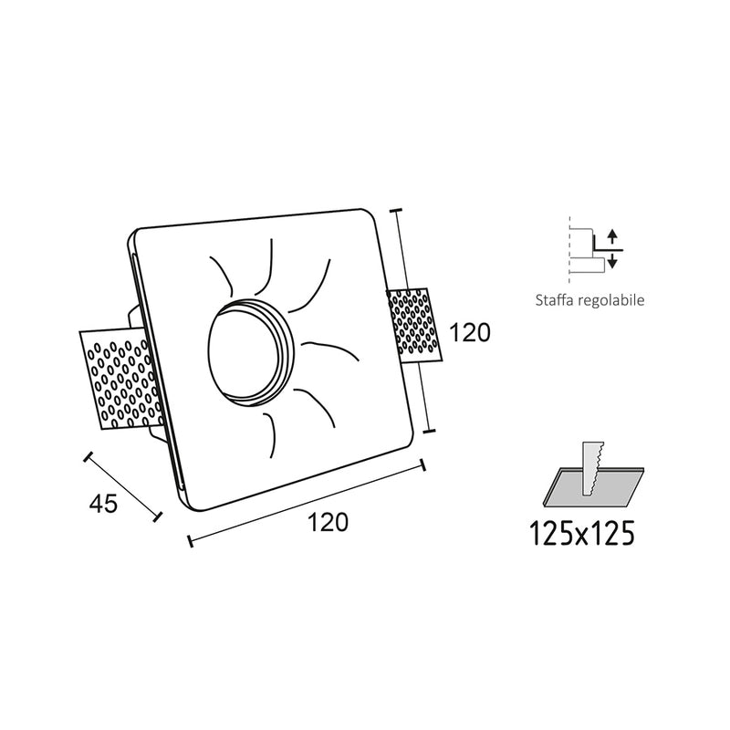 Luna - Faretto in gesso da incasso - 7W LED GU10 (400954)