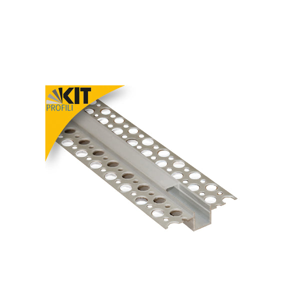 Kit Profilo in Alluminio con Alette per Cartongesso + Diffusore Smerigliato in Policarbonato (400986)