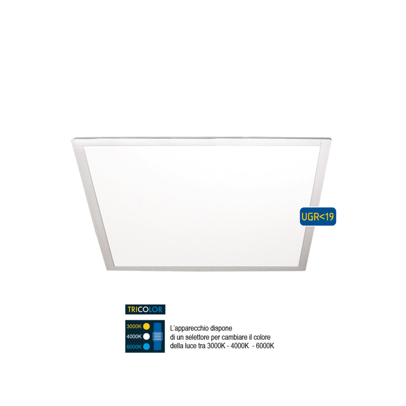 Giordana - Pannello LED 60x60cm - 40W - 4000 Lumen - Tricolor (401046X)