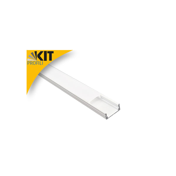 Kit Profilo Bianco Angolare in Alluminio per Strisce LED – 2 Metri con Diffusore Opale, Tappi e Clips (401071)