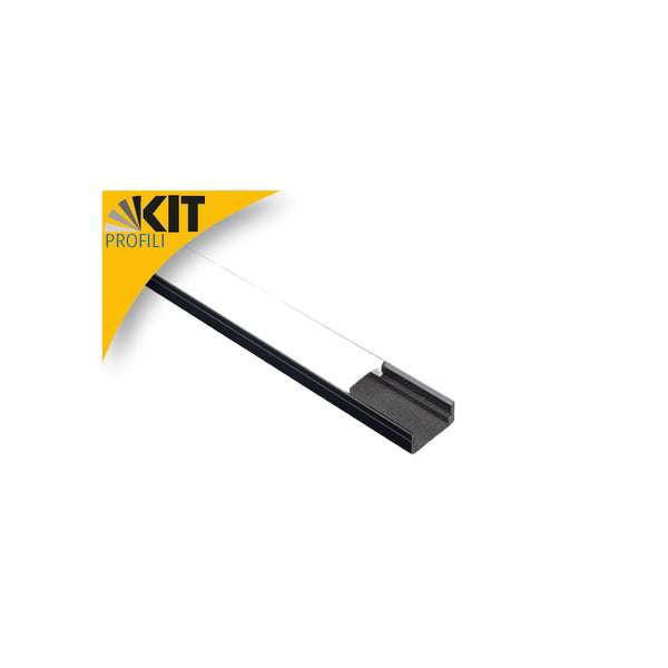 Kit Profilo Nero Angolare in Alluminio per Strisce LED – 2 Metri con Diffusore Opale, Tappi e Clips (401072)