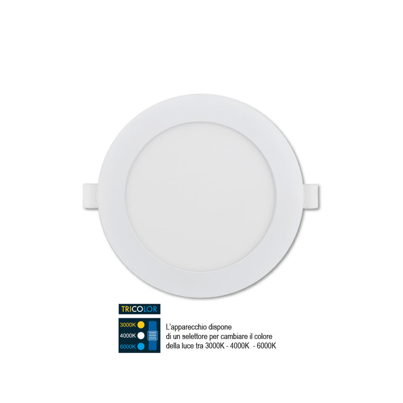 Vanessa - Pannello LED da incasso Ø14,5 cm - 12W - 1200 lm - Tricolor – Poliplast (401107X)