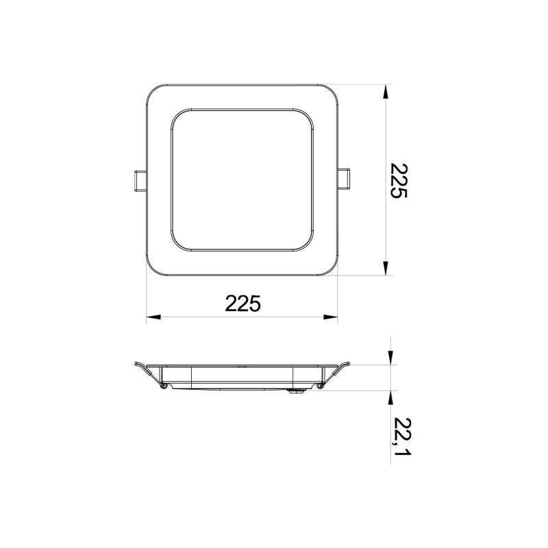 Camilla - Pannello LED da incasso 22,5x22,5cm - 24W - 2400 Lumen - Tricolor (401113X)