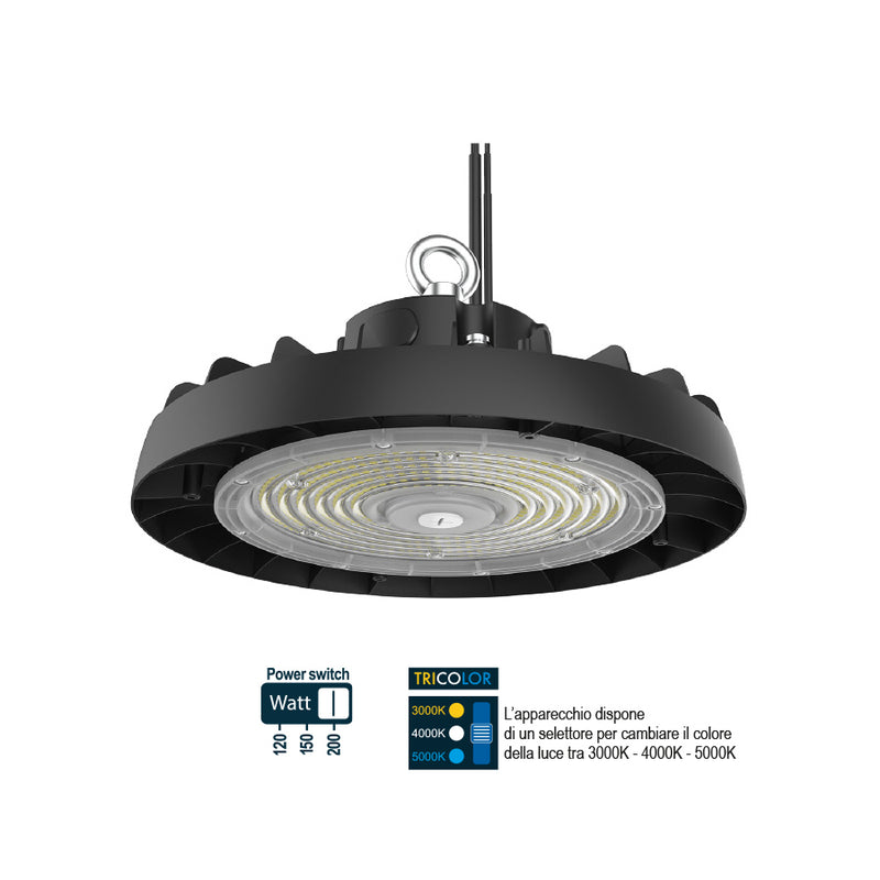 Silvana - Proiettore a sospensione - 120/150/200W selezionabile - 32000 Lumen - Tricolor (401141)