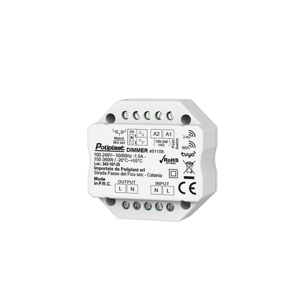 Ricevitore Dimmer Triac WiFi + RF + Pulsante + App. TUYA (401158)