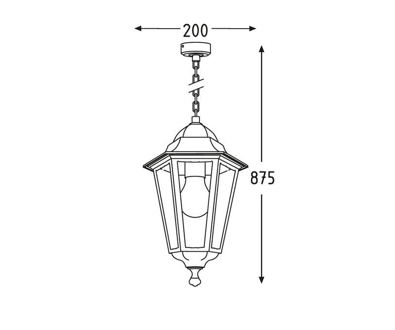 Giada - Lanterna esagonale a sospensione con catena (400438NE)